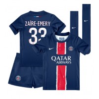 Camiseta Paris Saint-Germain Warren Zaire-Emery #33 Primera Equipación para niños 2024-25 manga corta (+ pantalones cortos)